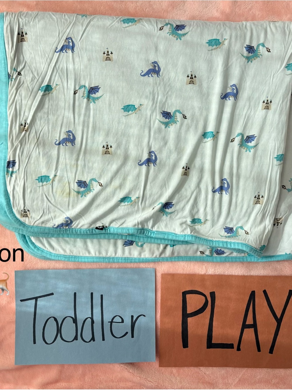 Kyte BABY White & Turquoise Dragon Print Baby Blanket